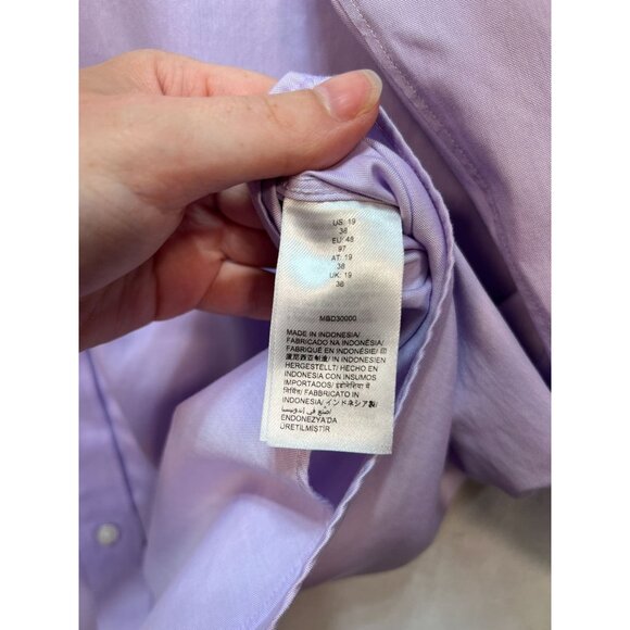 Buttoned Down Men's Dress Shirt Lightweight Size 19 Light Purple Long Sleeve - Picture 4 of 11
